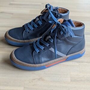 Froddo Kid's Blue Leather High Top Sneakers Zip Lace Up Size 38 US 6 Youth